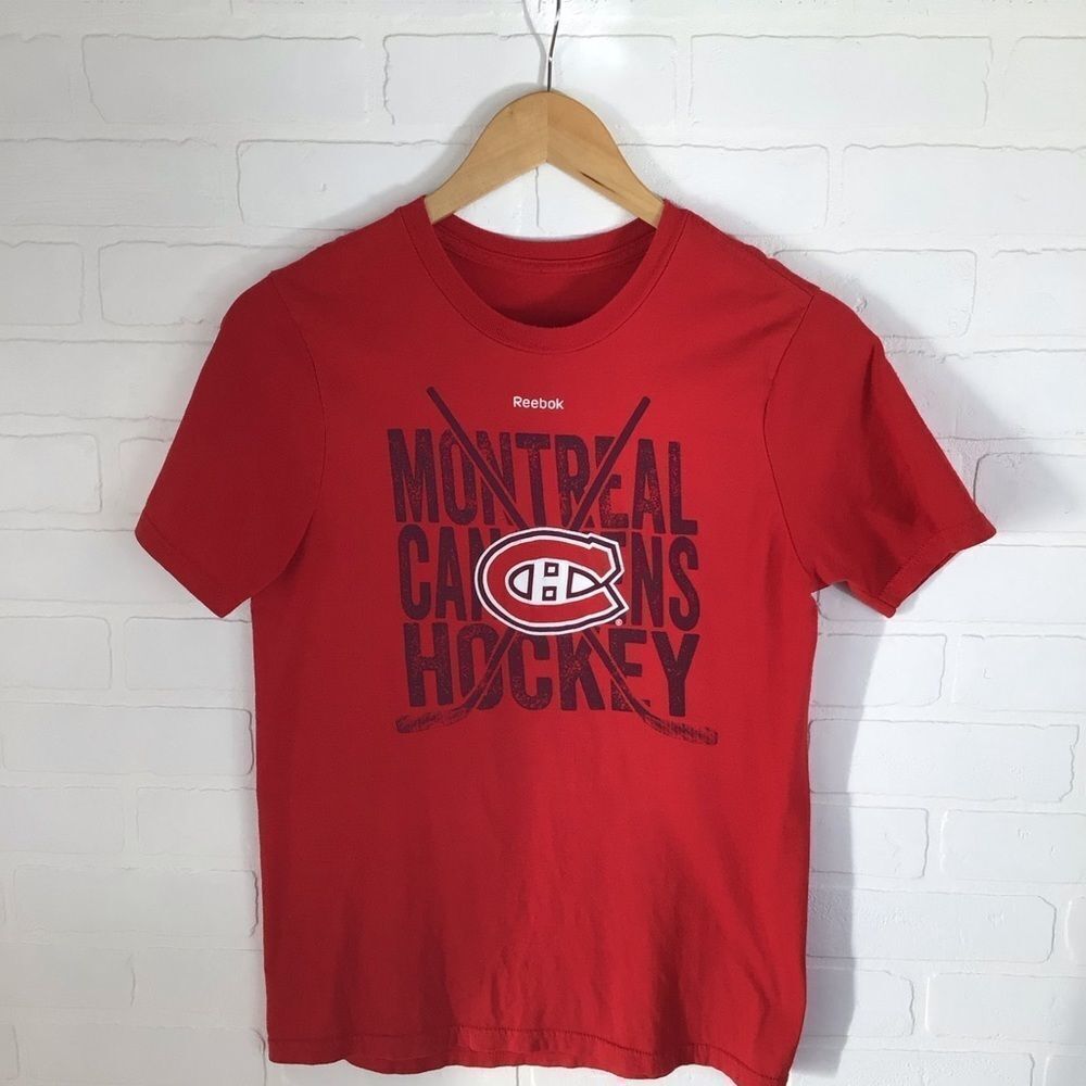 REEBOK Canadiens Montreal red t-shirt youth Large 14/16 teenager 100% coton